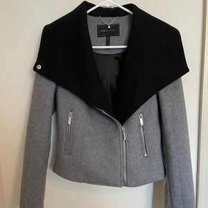 BCBGMAXAZRIA Moto Wool Zip Up Coat